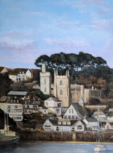 Painting of Fowey Church by Mick R. Dixon
